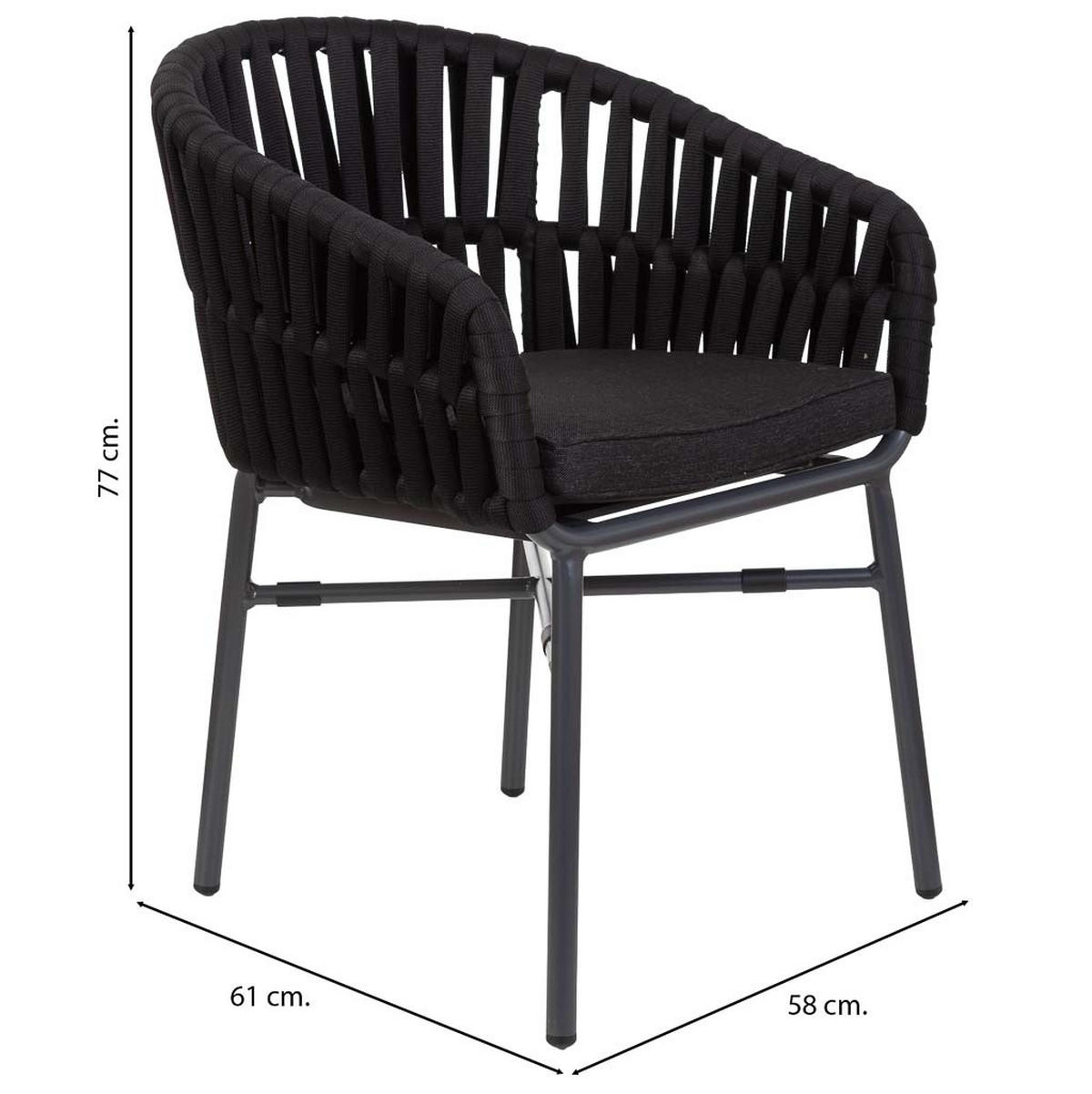 STUHL, schwarz, 58x61x77cm - Schwarz, Metall (58/77/61cm) - Wanderlust