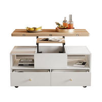 COUCHTISCH 100/50/47,5 cm höhenverstellbar mit Klappfunktion und 4 Schubladen - Naturfarben, Holzwerkstoff (100/50/47.5cm) - Flora Grace