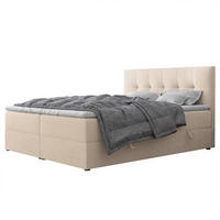 BOXBETT RENZO 200/200 cm mit Matratze und Topper, Hellbeige - Sandfarben, Holzwerkstoff/Textil (200/200cm) - Idohome