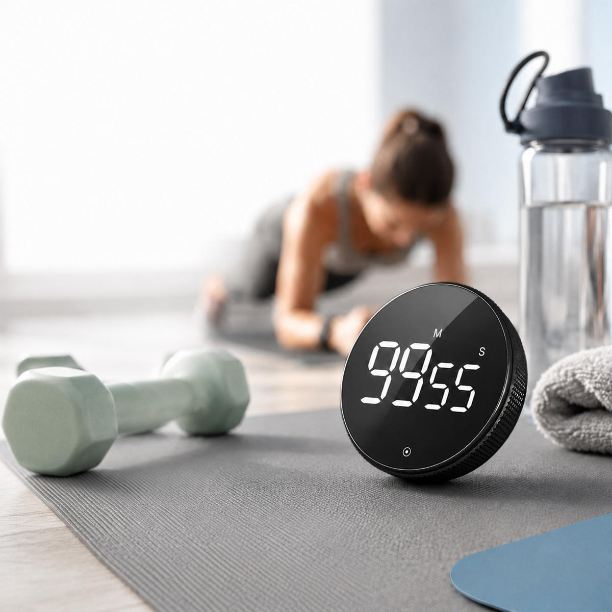 KÖKSTIMER Svart LED magnetisk - Svart, Plast (7.5/7.5/3cm) - Relaxdays