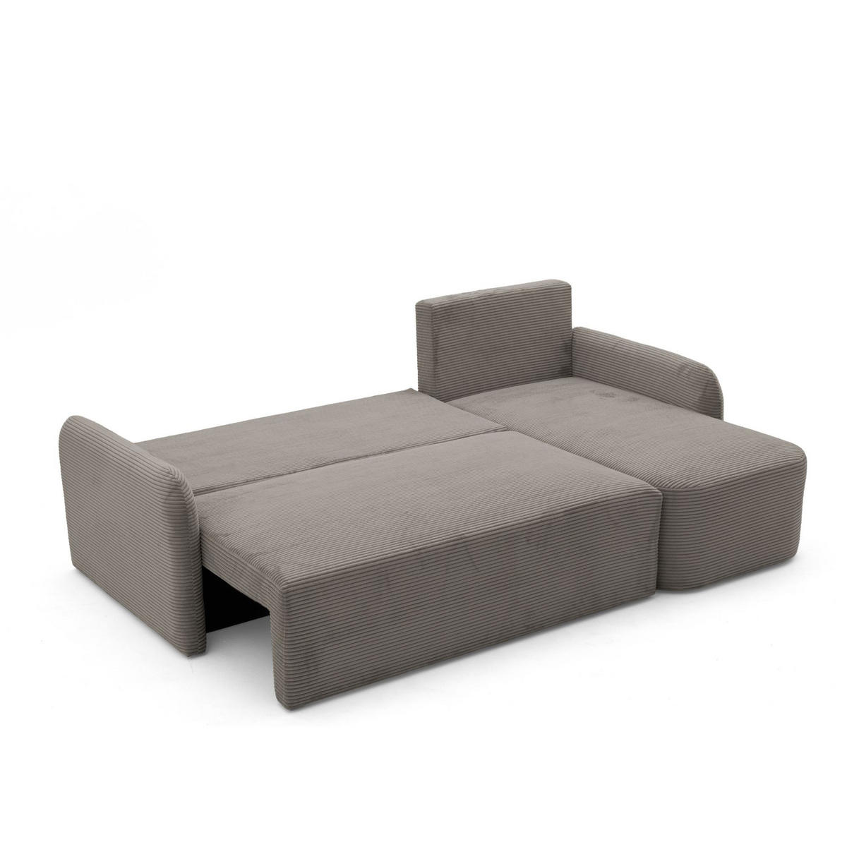 ECKSOFA CASPER L Rechts mit Schlaffunktion 132x198 Cord Hellbraun - Hellbraun/Schwarz, Holz/Kunststoff (145/217cm) - NACANAPA