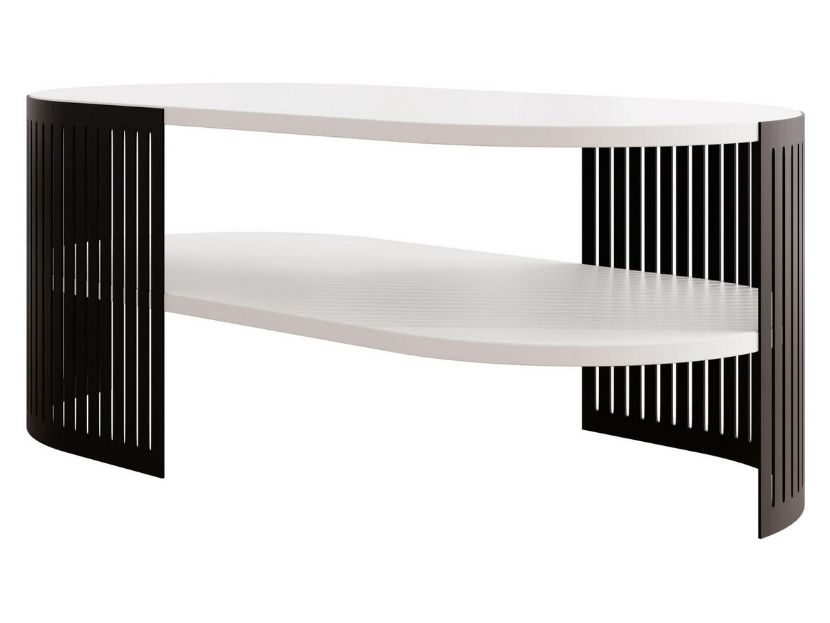 COUCHSITCH Fikoli Oval II - Schwarz/Weiß, Holzwerkstoff/Metall (100/50/40cm) - MIRJAN24