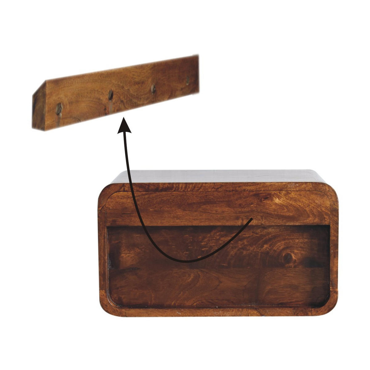 NACHTTISCH Levitate - Kastanienfarben/Messingfarben, Holz/Metall (45/25/32cm) - Artisan Furniture