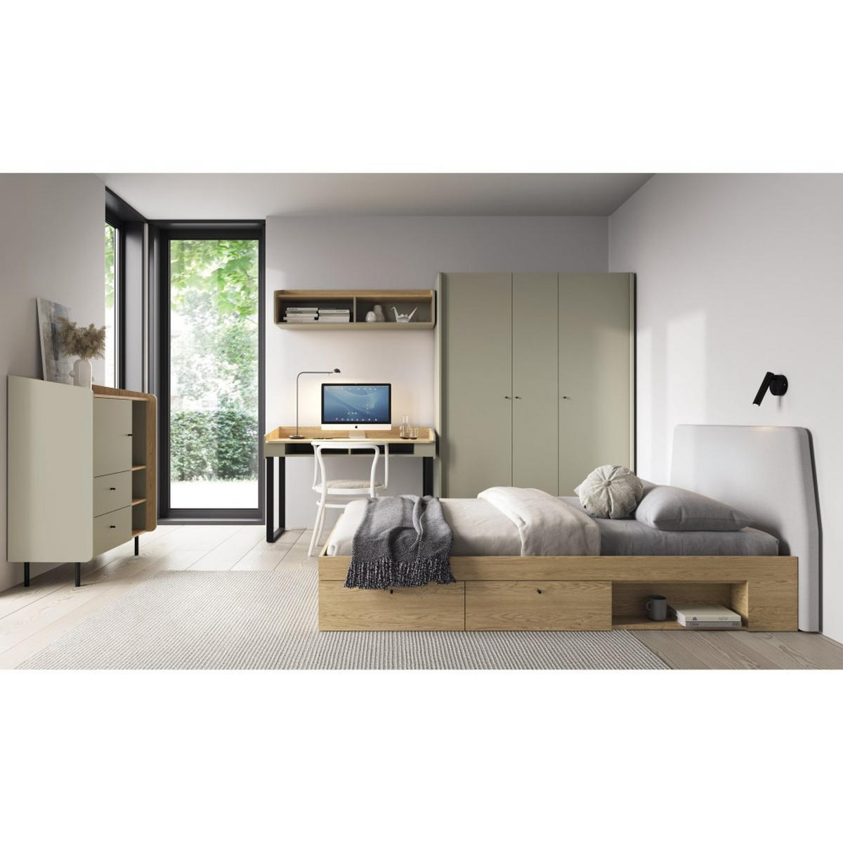 SCHREIBTISCH Alex für Jugenzimmer mit 2 offene Regale, Eukalyptus - Eukalyptusholzfarben/Schwarz, Holzwerkstoff/Metall (125/83/64.5cm) - Beautysofa
