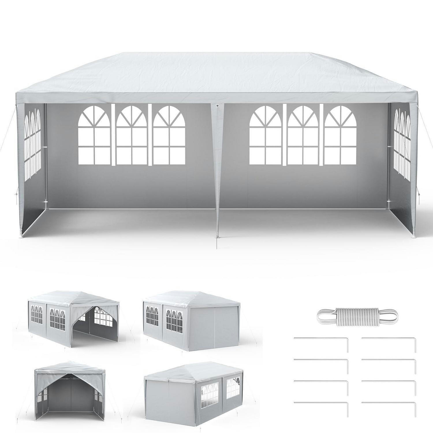 FALTPAVILLON 3 x 6 m Grau Wasserdicht mit Seitenwänden - Grau, Textil (300/250/300cm)