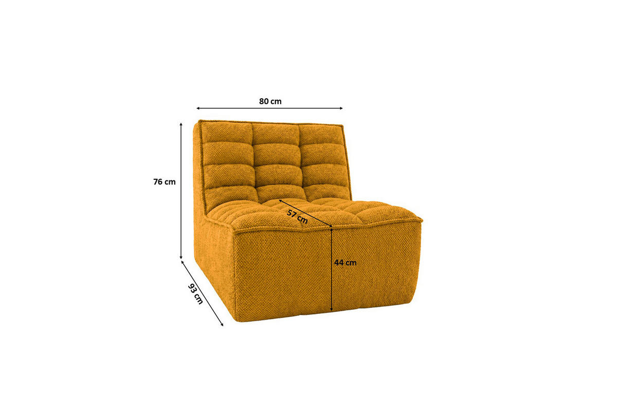 SESSEL, Loungesessel, Plüschstoff Pop, Senffarbe, LAZY - Gelb, Holz (80/76/93cm) - Kaiser Möbel