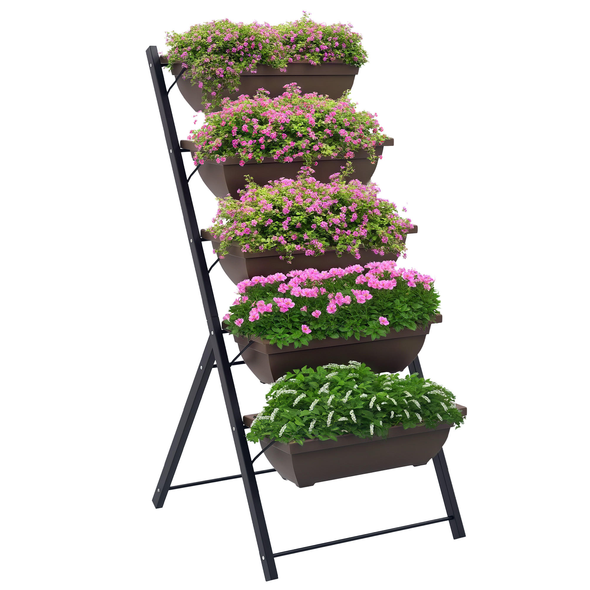 BLUMENTREPPE DE-12165 5-stufig, vertikal, mit Ablauflöchern Braun - Braun, Metall (55/120/63cm) - ComfortXL