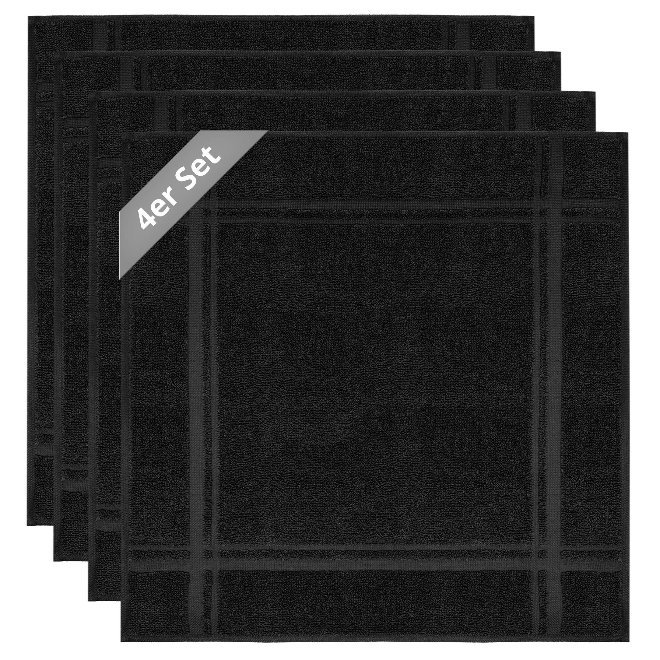 FROTTEE Küchenhandtücher 50x50 cm, 4er Set, Schwarz - Schwarz, Textil (50/50cm) - Lashuma