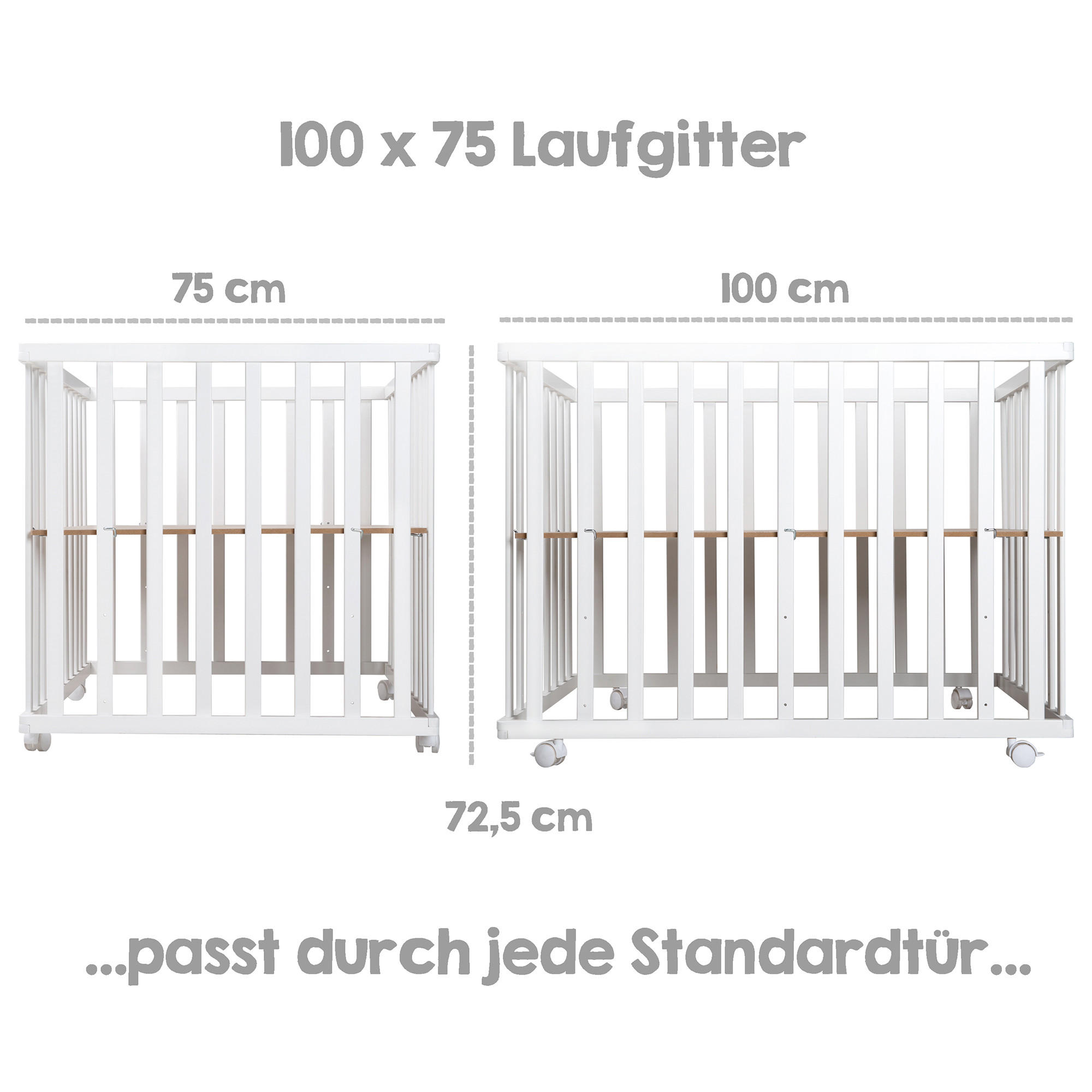 LAUFGITTER 100x75, Sternenzauber grau - Weiß, Holzwerkstoff (75/72.5/100cm) - Roba