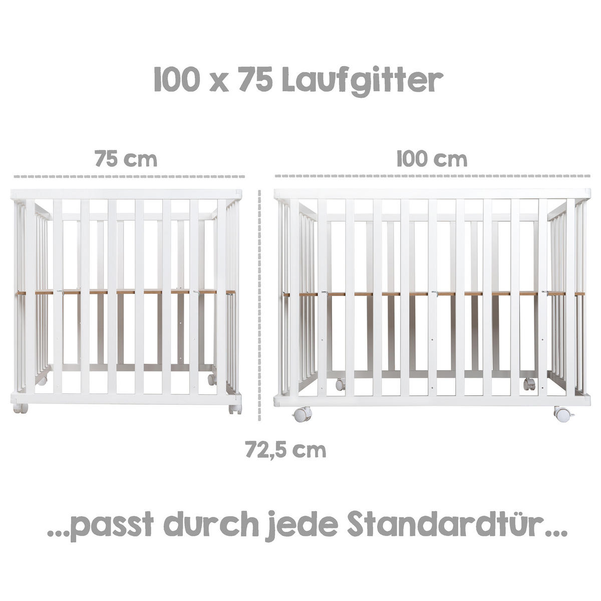 LAUFGITTER 100x75, Sternenzauber grau - Weiß, Holzwerkstoff (75/72.5/100cm) - Roba