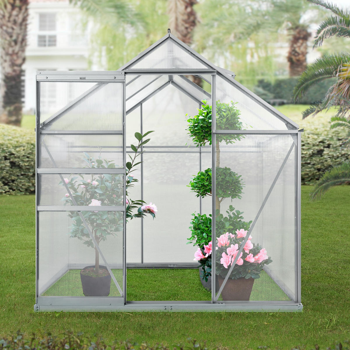 TREIBHAUS Oisterwijk - Transparent, Kunststoff/Metall (190/195/190cm) - [en.casa]