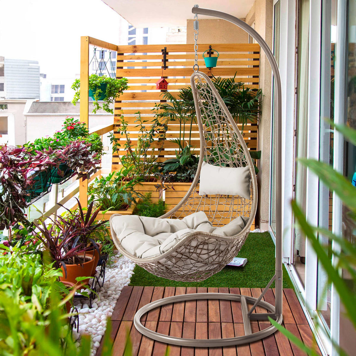 HÄNGESESSEL Boho - Beige, Metall (95/195/95cm) - MIRJAN24