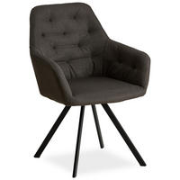 ARMLEHNSTUHL in Stahl Leinen Grau - Grau, Textil (59/88/57cm) - Homestyle4u
