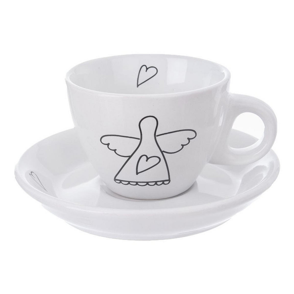 ESPRESSOTASSEN-SET ENGEL, Keramik, weiß, 2 Stk., 90 ml - Weiß, Keramik (0.09L) - Orion 