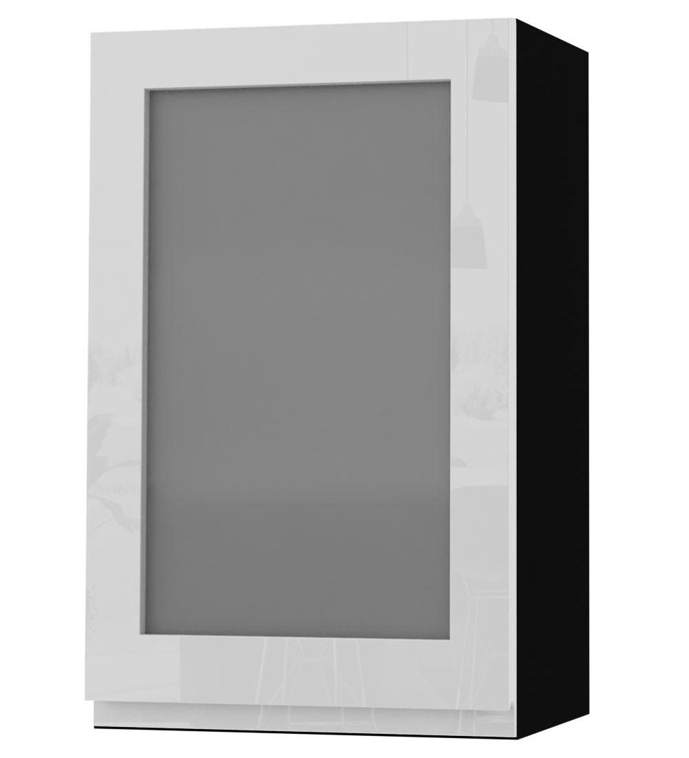 HÄNGESCHRANK Florence W2S/45 Schwarz / RAL 9003 signalweiß HG 45 / 32,5 / 72cm - Türanschlag links - Weiß Hochglanz/Schwarz, Holz/Holzwerkstoff (45/72/32.5cm) - Feldmann-Wohnen