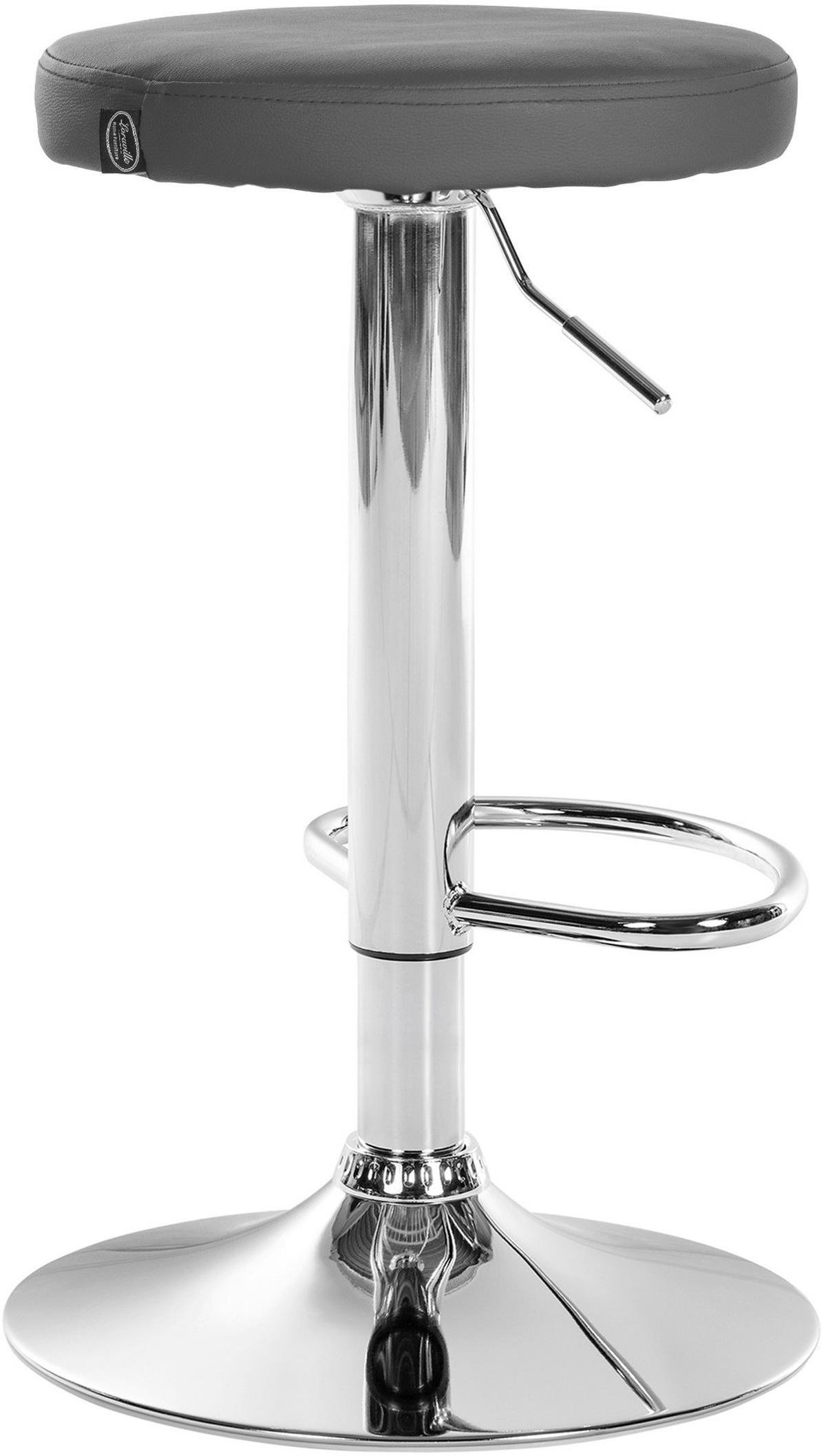 BARHOCKER Pontius Kunstleder chrom grau - Chromfarben/Grau, Kunststoff/Metall (38.5/81/38.5cm) - TPFLiving