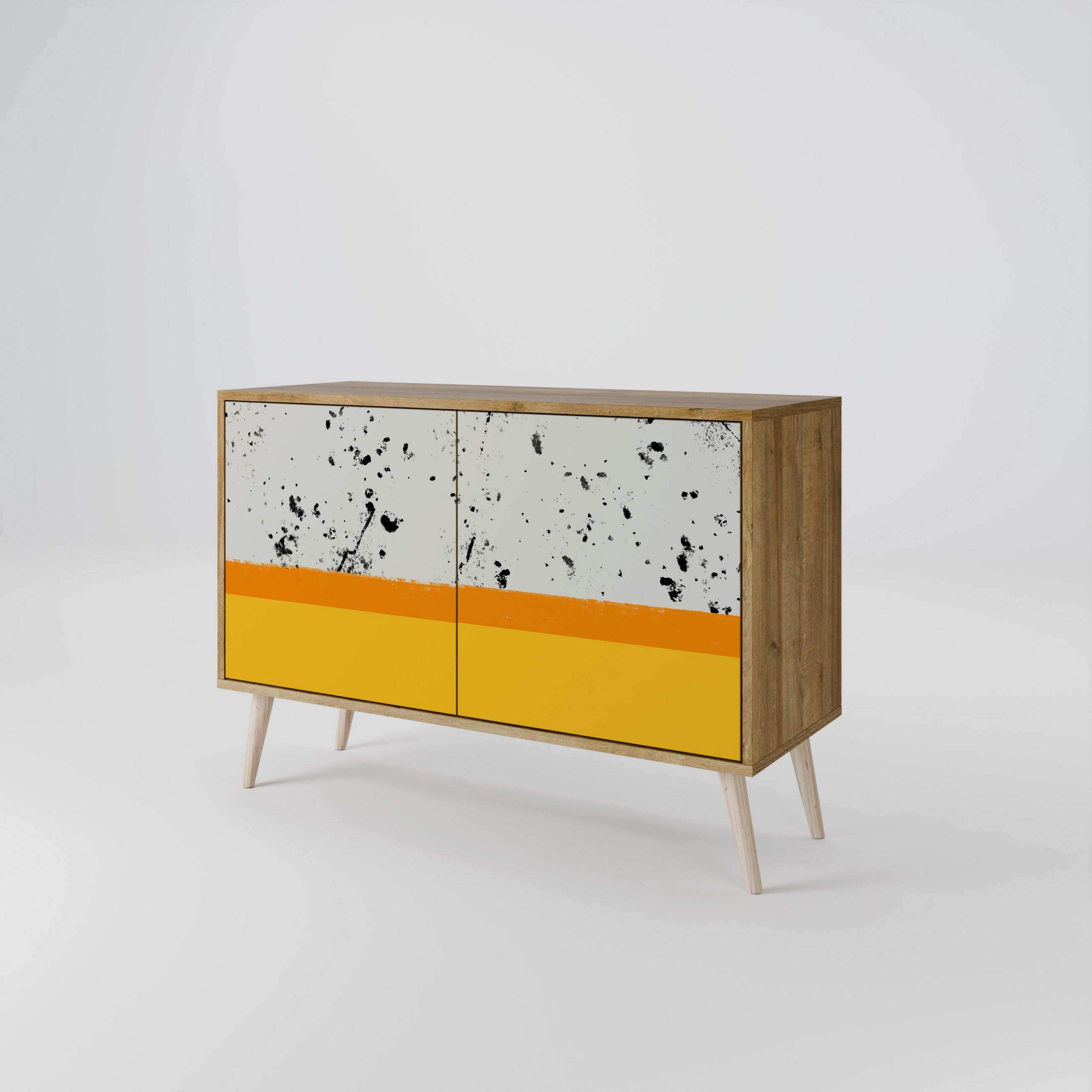 SIDEBOARD DYED BY ORANGE, Eicheneffekt, 111x42x77,5 cm, 2 Türen - Eichefarben/Buchefarben, Holzwerkstoff/Buchenholz (111/77.5/42cm) - SpaceRebels