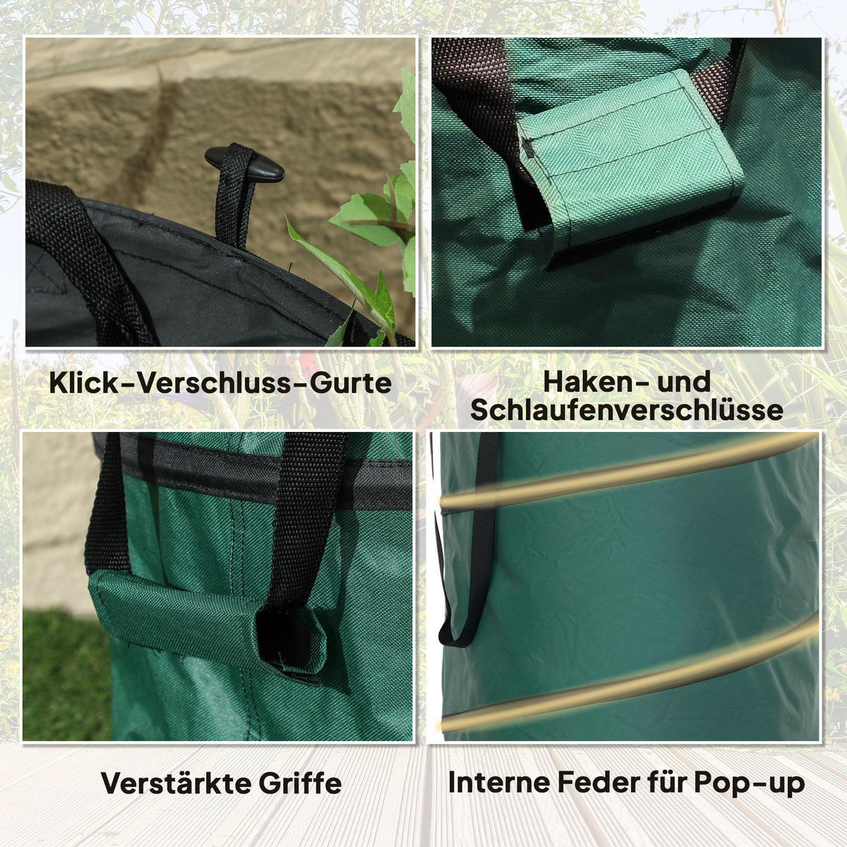 GARTENSACK 4x 86L - Grün, Textil (47/50/47cm) - Outsunny
