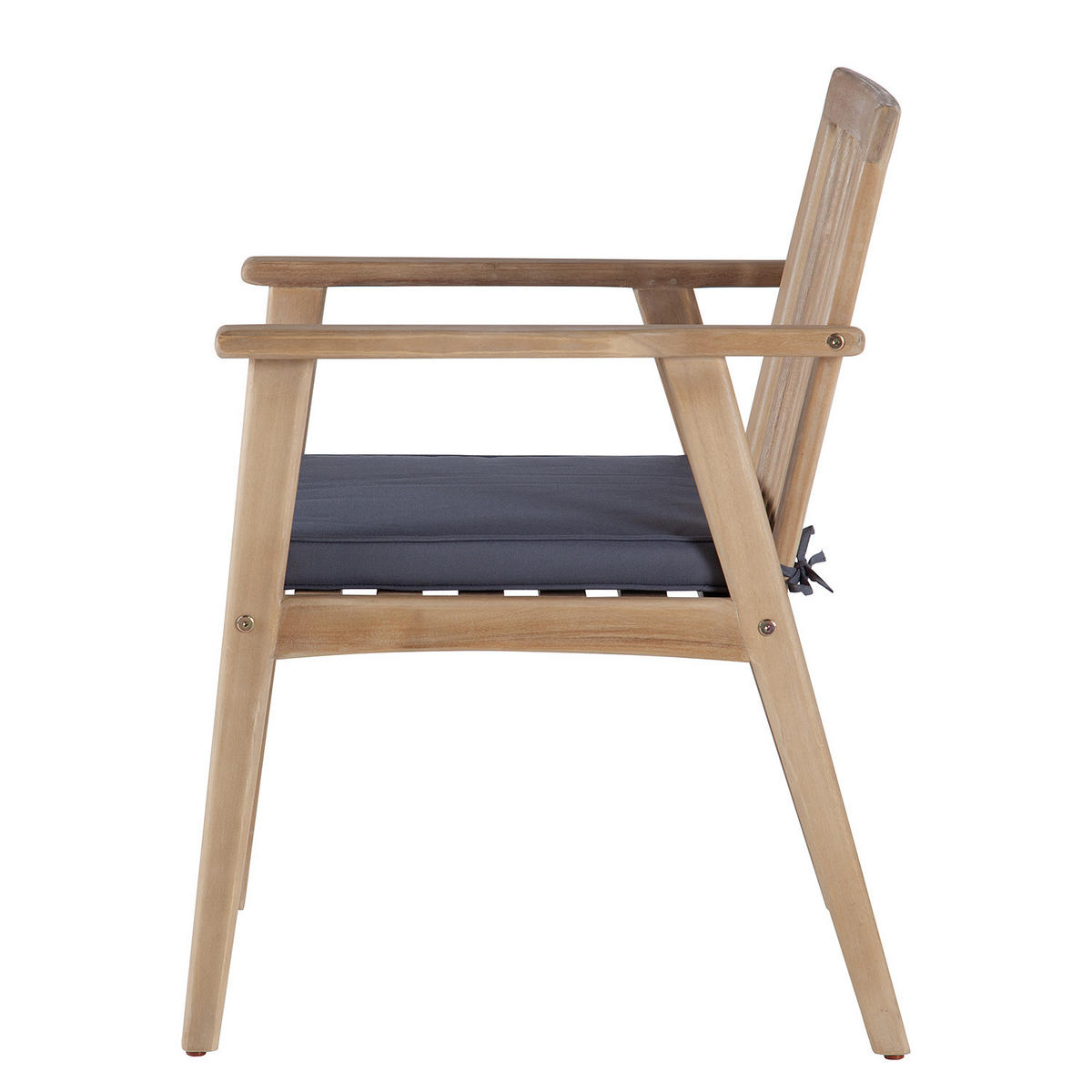 GARTENSTUHL - Akazie massiv / Polyester - Braun / Grau - 2er-Set - Braun/Grau, Holz/Textil (57/83/63cm) - home24