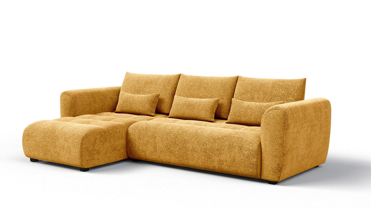 ECKSOFA SORENO 4-Sitzer, gelb - Gelb/Schwarz, Holz/Textil (293/171cm) - Courtois Laville