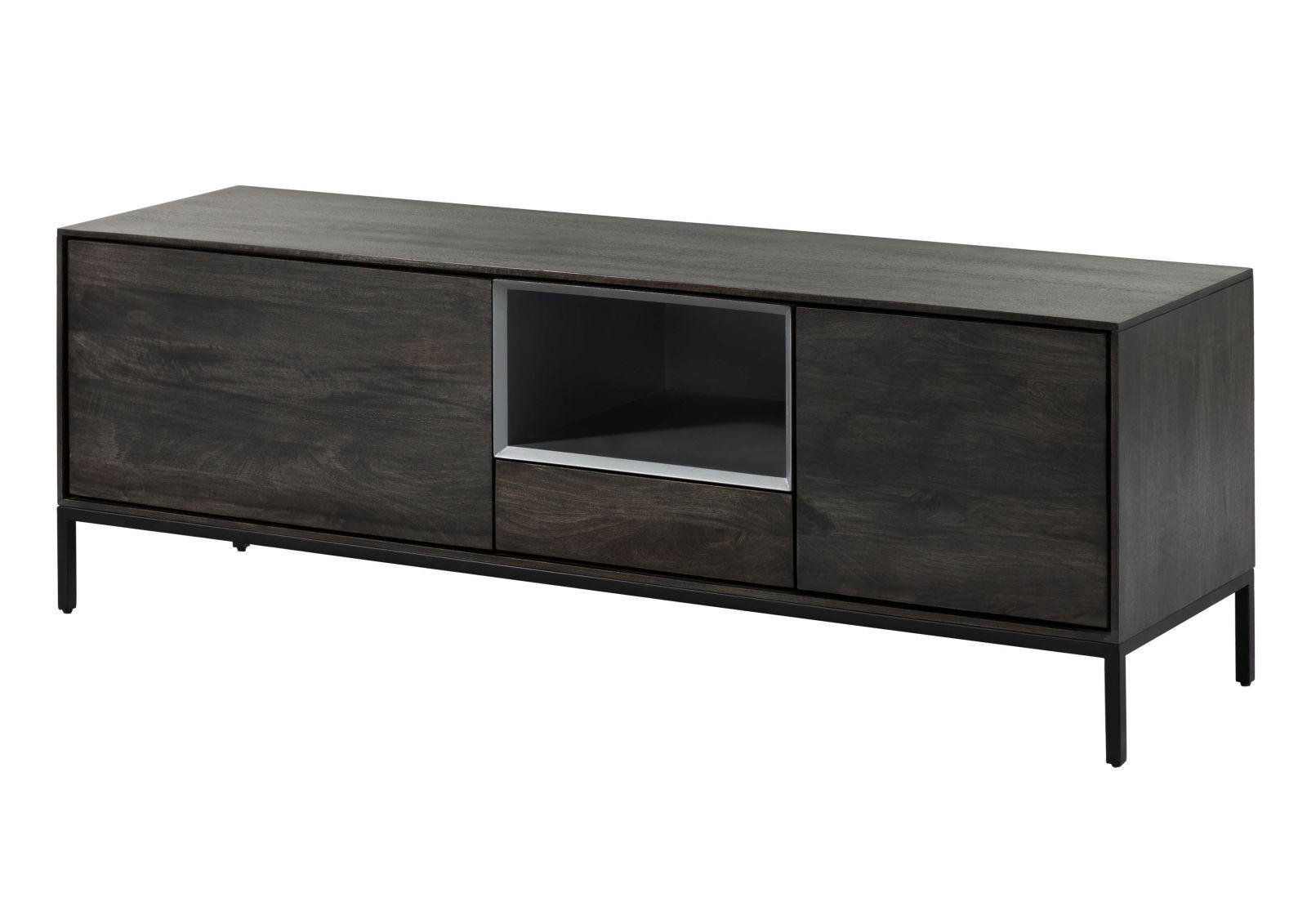 TV-BOARD Mango 160x45x55 dunkelgrau geölt CHICAGO #201 - Grau, Holz (160/55/45cm) - Massivmoebel24