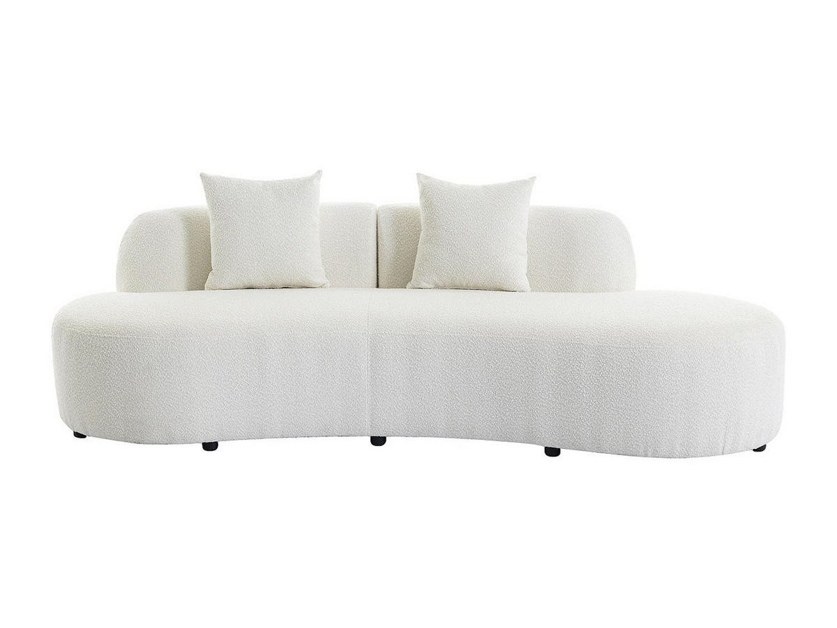 SOFA 3-Sitzer - Bouclé-Stoff - Weiß - BASILIANA - Weiß, Textil (230/76/80cm) - Vente-Unique
