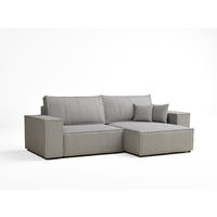 ECKSOFA MIT SCHLAFFUNKTION Zaya Hellgrau Webstoff - Hellgrau/Schwarz, Holz/Holzwerkstoff (255/148cm) - Maison de Reve