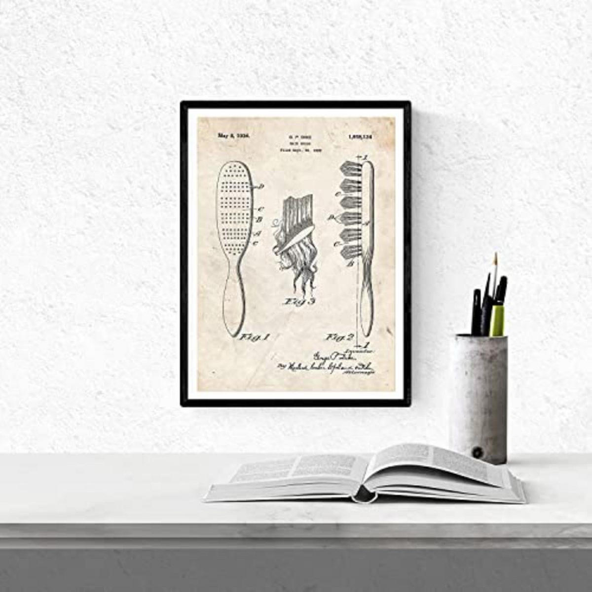 POSTER Set mit 4 Jahrgang Friseurläden Patent A4 Rahmenlos - Klar, Papier (29.7/3cm) - Nacnic