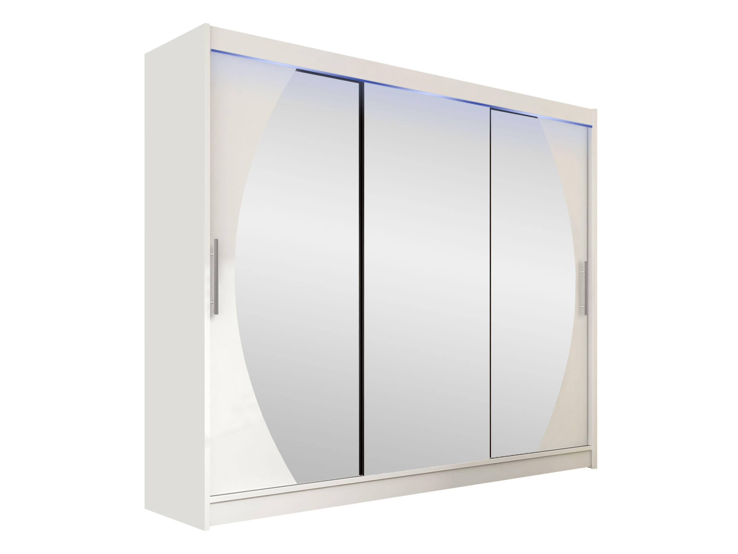 KLEIDERSCHRANK Aston V, mit RGB LED Beleuchtung - Silberfarben/Weiß, Holzwerkstoff/Kunststoff (250/215/58cm) - MIRJAN24