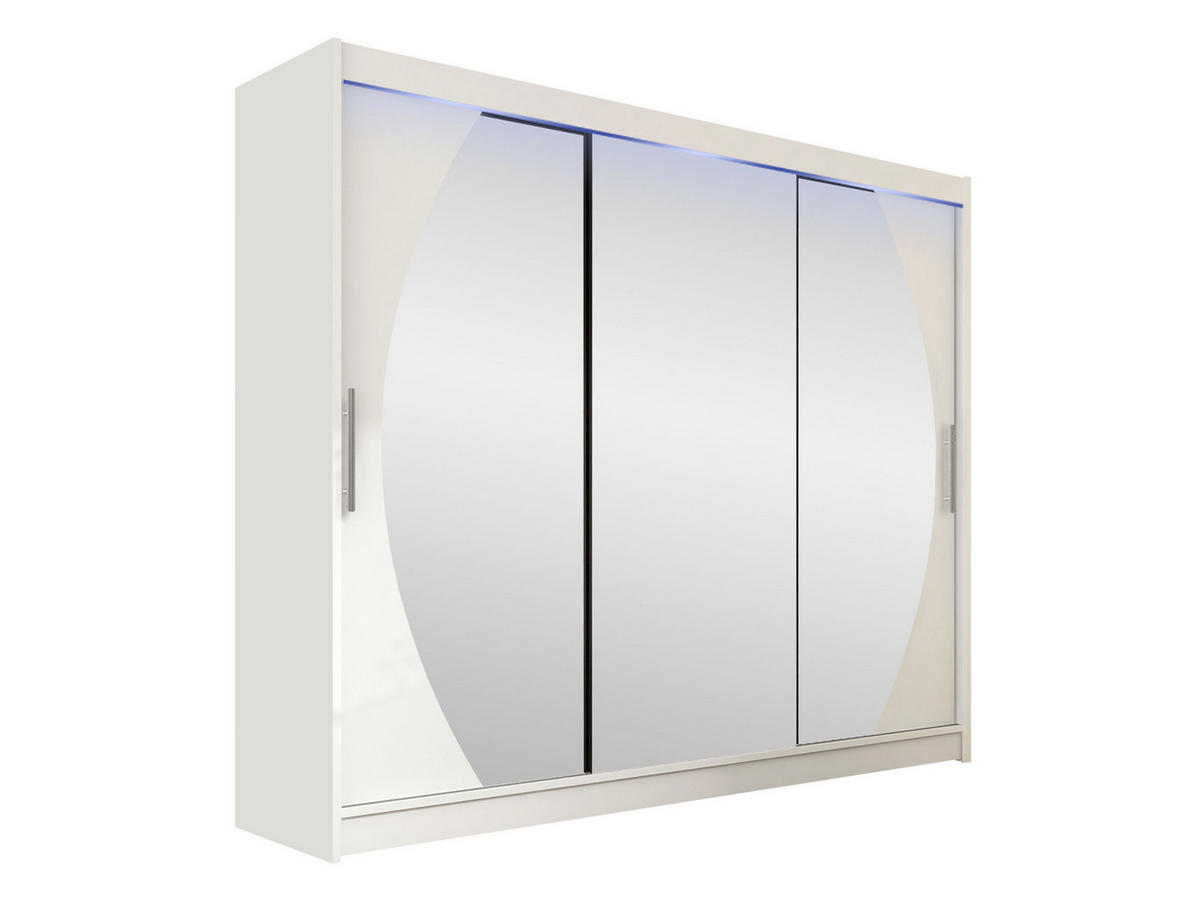 KLEIDERSCHRANK Aston V, mit RGB LED Beleuchtung - Silberfarben/Weiß, Holzwerkstoff/Kunststoff (250/215/58cm) - MIRJAN24