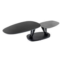 COUCHTISCH MOVEMENT Beton rund Grau|Schwarz 160cm - Goldfarben/Schwarz, Naturmaterialien/Keramik (110/160/40cm) - riess-ambiente