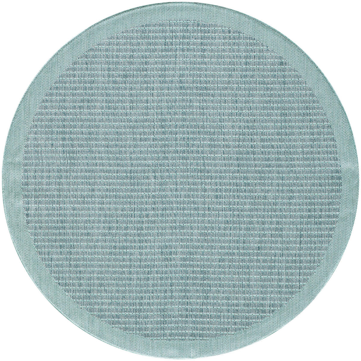 TEPPICH Outdoor Flachgewebe Uni-Farbe Polypropylen Balkon Blau Rund 160x160 - Blau, Textil (160/160cm) - KADIMA DESIGN