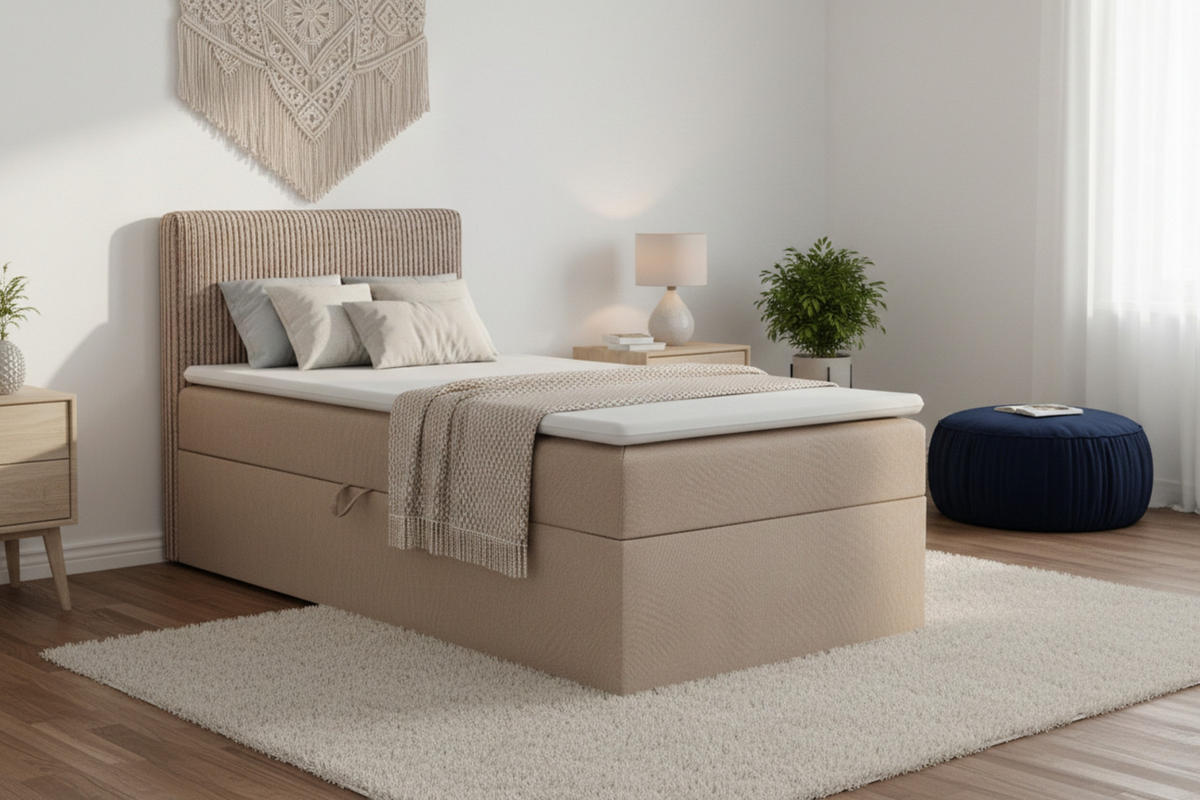 BOXBETT DON 100/200 Beige H3 Öffnung links - Beige, Holz/Holzwerkstoff (100/200cm) - Deine Möbel 24