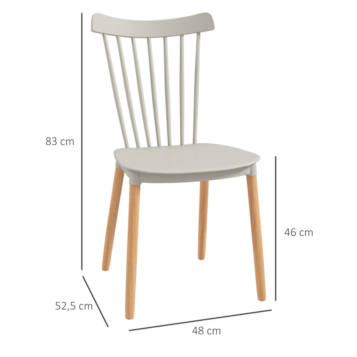 ESSZIMMERSTÜHLE 4er-Set DE-13215 Skandinavisch & hohe Rückenlehne Grau - Grau, Kunststoff (52.5/83/48cm) - ComfortXL