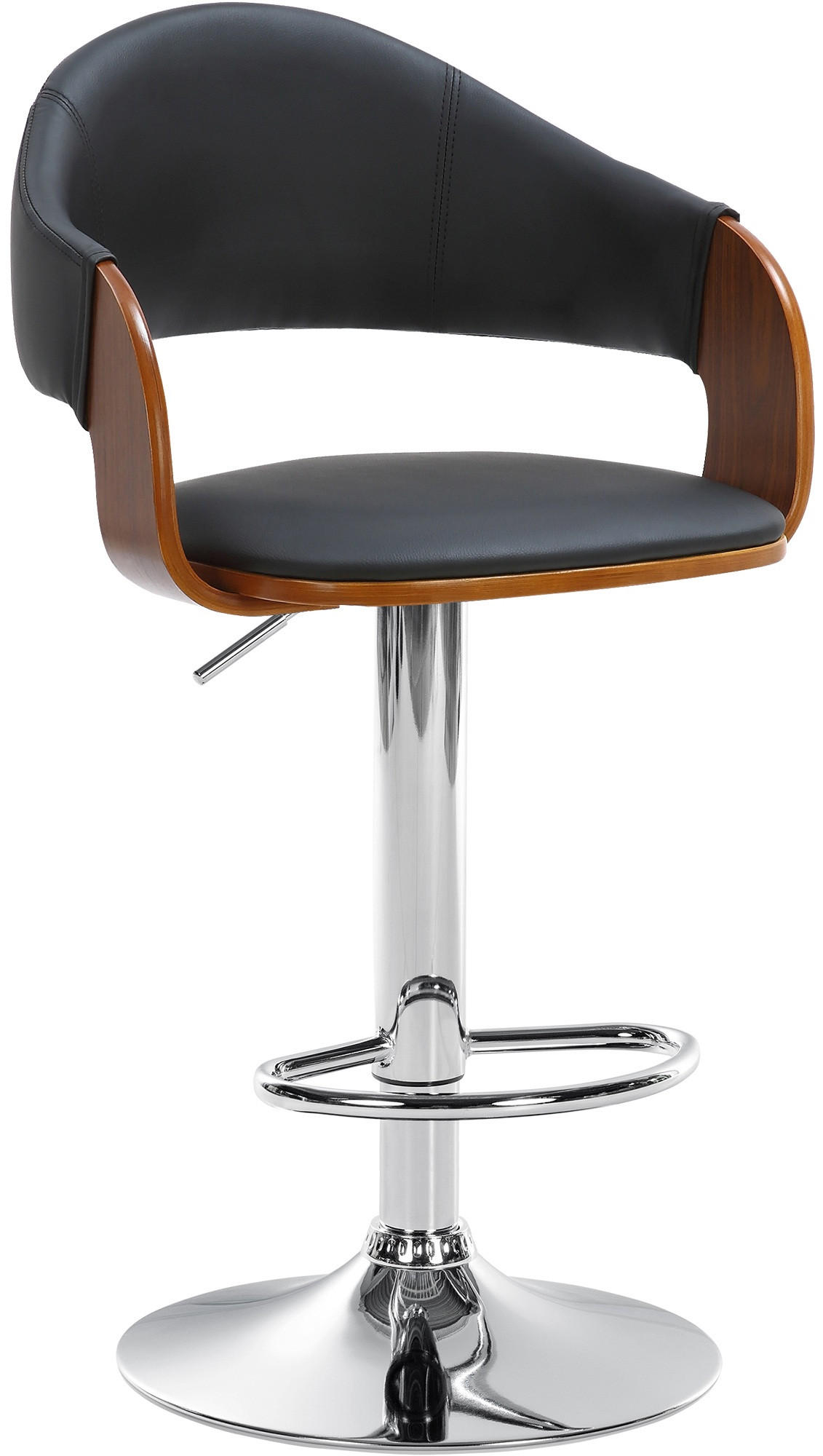 BARHOCKER Lederlook walnuss/schwarz - Chromfarben/Schwarz, Textil/Metall (50/89/49cm) - CLP