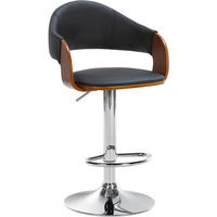 BARHOCKER Lederlook walnuss/schwarz - Chromfarben/Schwarz, Textil/Metall (50/89/49cm) - CLP