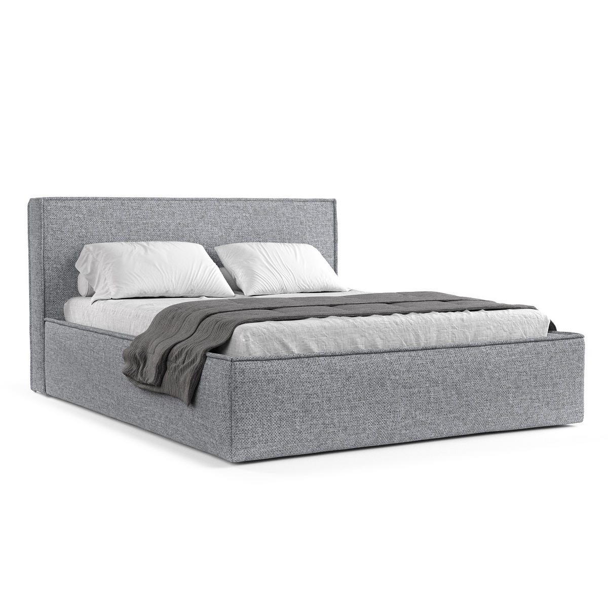 POLSTERBETT Lounge Grau 140/200 cm im Chenille-Stoff - Schwarz/Naturfarben, Holz/Holzwerkstoff (140/200cm) - Maison de Reve