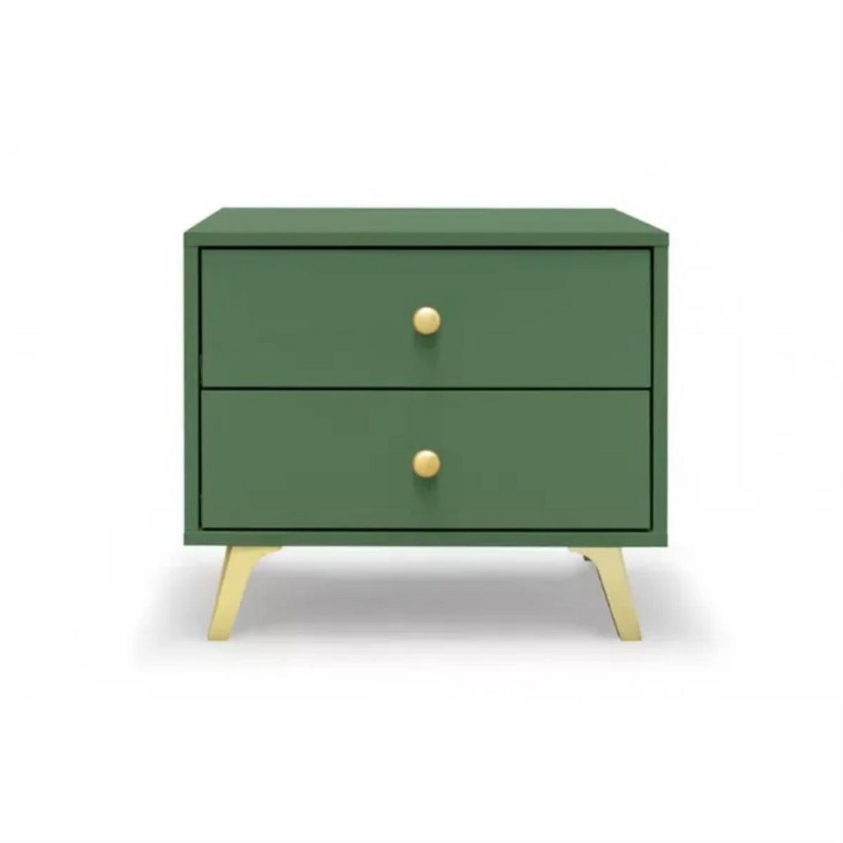 NACHTTISCH Solea Lux mit 2 Schubladen, Grün - Goldfarben/Grün, Holzwerkstoff (54/48/41cm) - Beautysofa