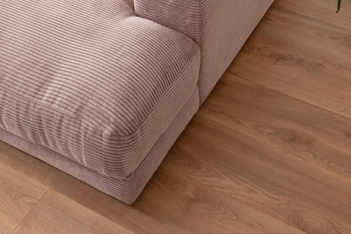 BIG SOFA XL MADELINE Pink Cord - Pink/Schwarz, Kunststoff/Textil (290/85/190cm) - KAWOLA