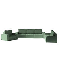 SOFASET Sande 3-2-1 In Raven - Grün, Holzwerkstoff/Textil (292/85/90cm) - Fun Möbel