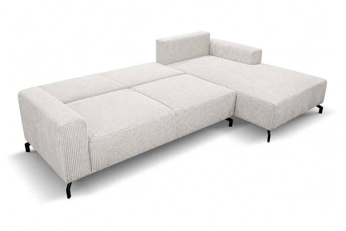 ECKSOFA mit Schlaffunktion Aspen, Beige Cordstoff, Ottomane Rechts - Beige, Textil (312/187cm) - VENASI MÖBEL