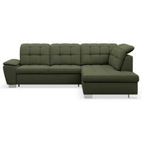 ECKSOFA Jamaal Khaki rechtsseitig - Schwarz/Grün, Textil (212/258cm) - Selsey