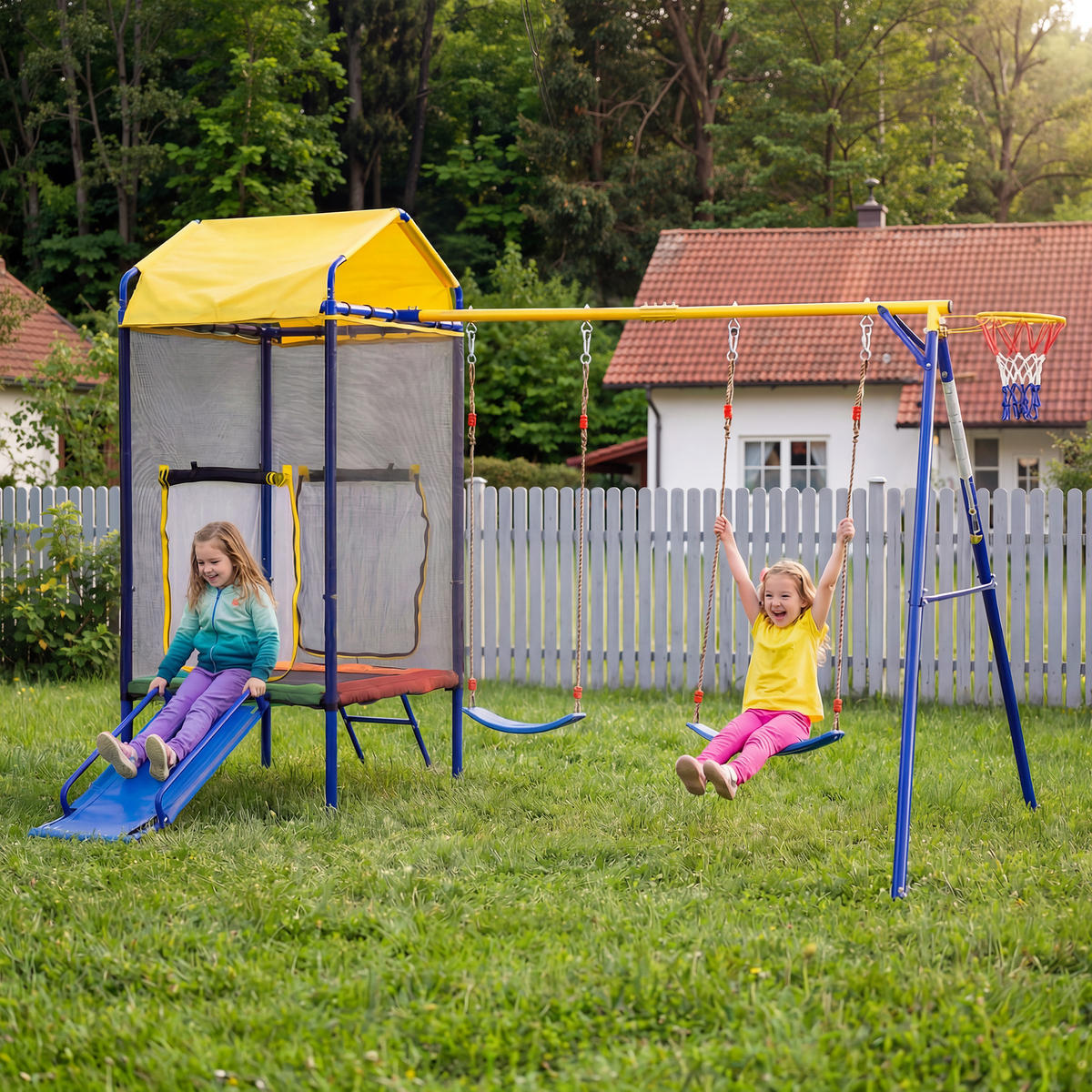 SPIELGERÄT Outdoor Kinder Turm Schaukel Rutsche - Multicolor, Metall (336/217cm) - LEBENLANG