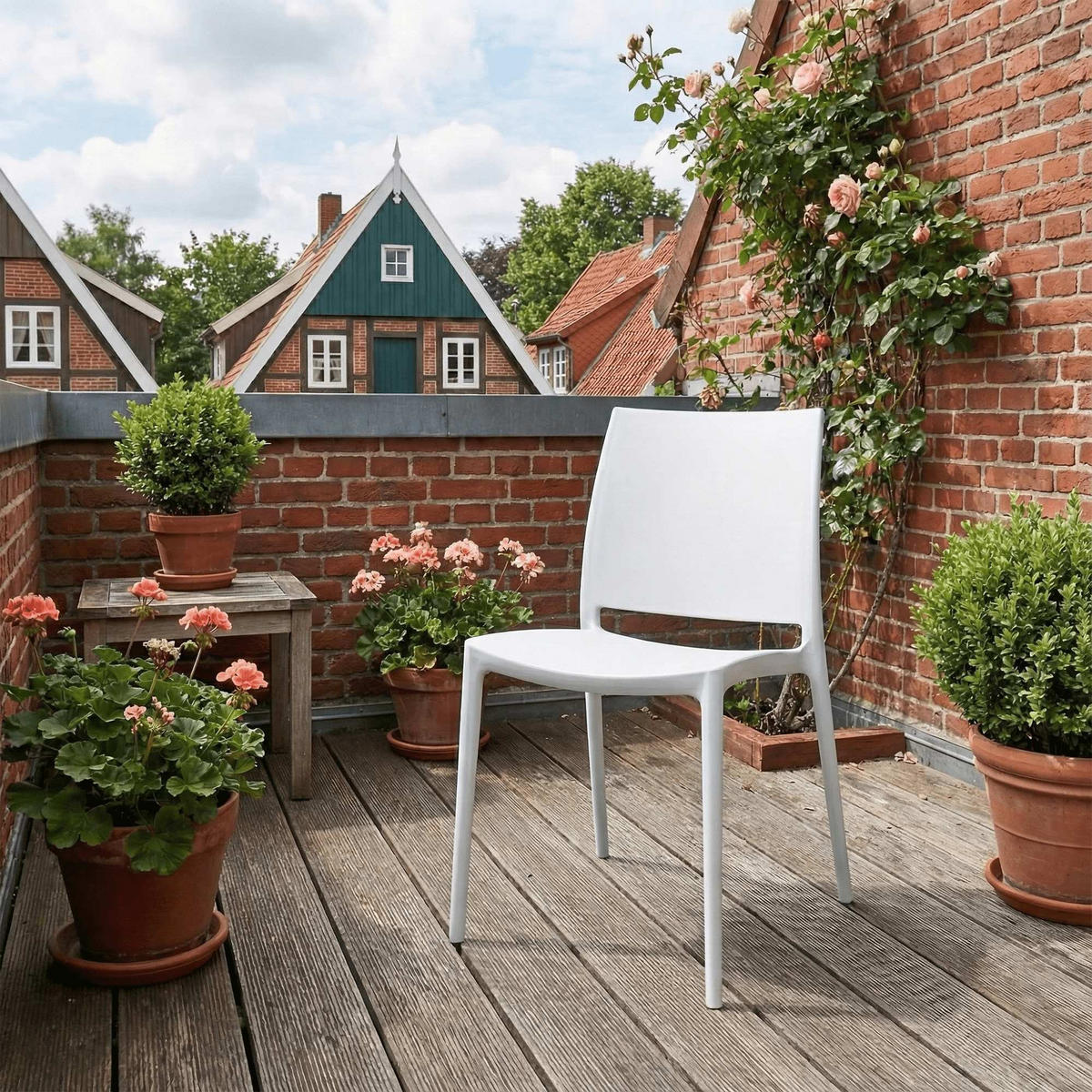 GARTENSTUHL Kunststoff Weiß - Weiß, Kunststoff (42/81/49cm) - CLP