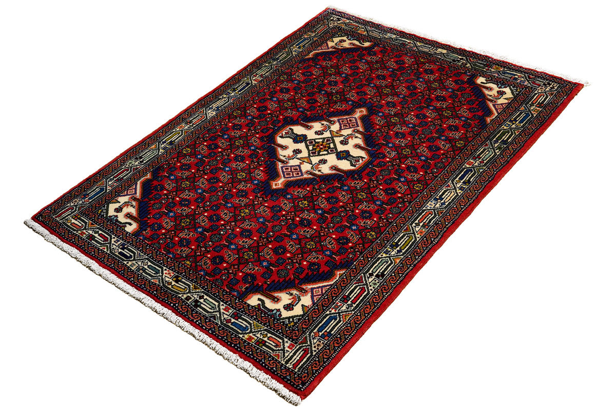 ORIENTTEPPICH handgeknüpft Assadabad Rot 152/106 cm Schurwolle - Rot, Textil (106/152cm) - Looma