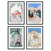 POSTER Set mit 4 Jahrgang Paare 2 vom Künstler George Barbier A4 Rahmenlos - Klar, Papier (29.7/3cm) - Nacnic