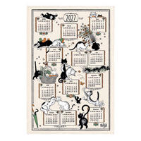 GESCHIRRTUCH Dubout Ribambelle chats calendrier 2027 ekrü 48 x 72 cm - Weiß, Textil (48/72cm) - Winkler