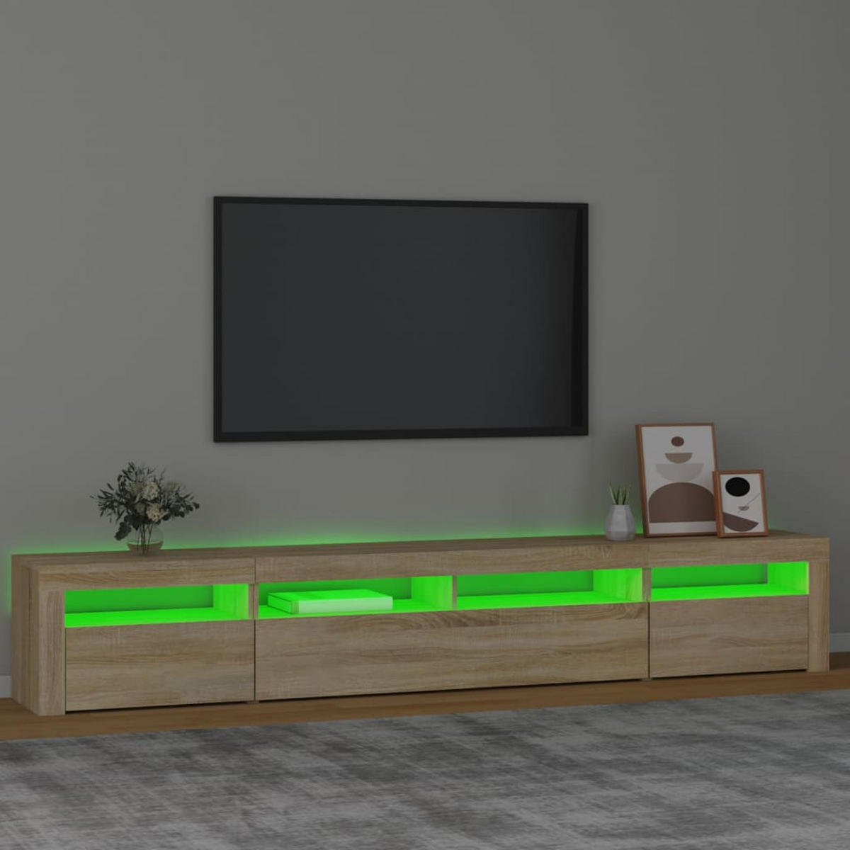 LOWBOARD mit Led-Leuchten 240/35/40 cm aus Holzwerkstoff in Sonoma-Eiche Dekor - Sonoma Eiche, Holz (240/40/35cm) - vidaXL