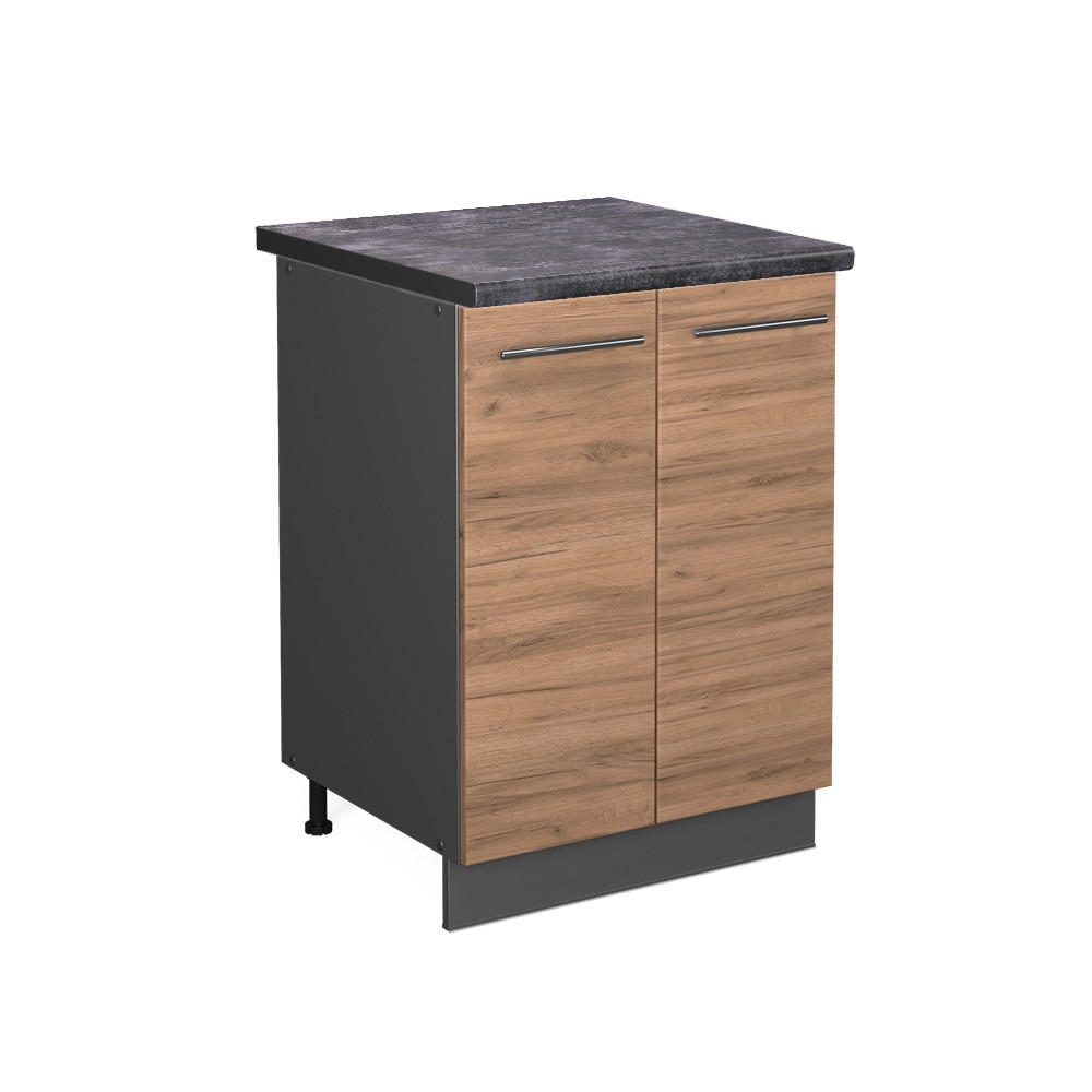 KÜCHENUNTERSCHRANK Fame-Line Goldkraft Eiche 60 cm, AP Anthrazit - Honigeiche/Anthrazit, Holzwerkstoff (60/82/60cm) - Vicco