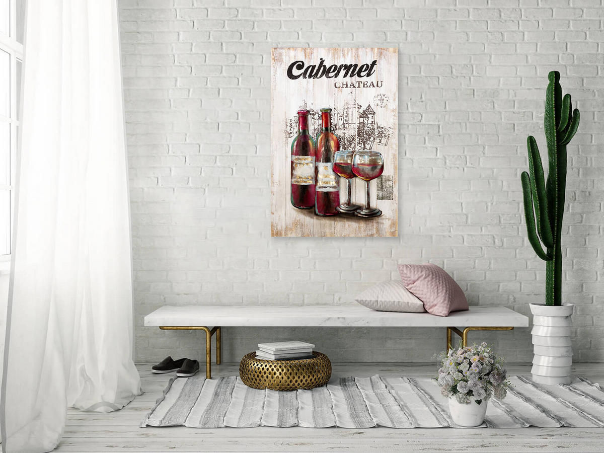 HOLZBILD Rot 60/90 cm - Beige/Rot, Holz/Metall (2.98/90cm) - KUNSTLOFT